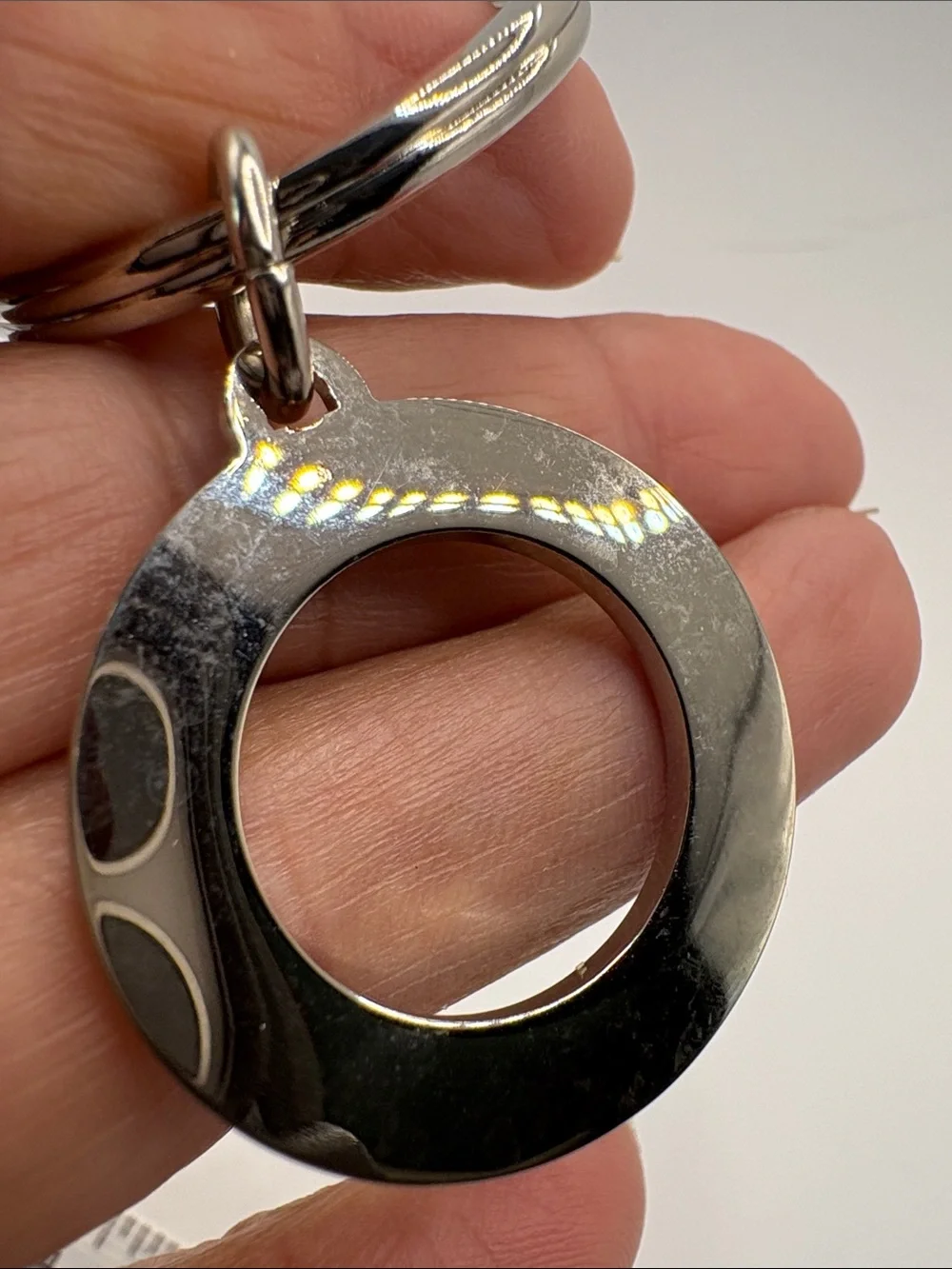 Coach Round Enamel Keyring - Purple & Silver